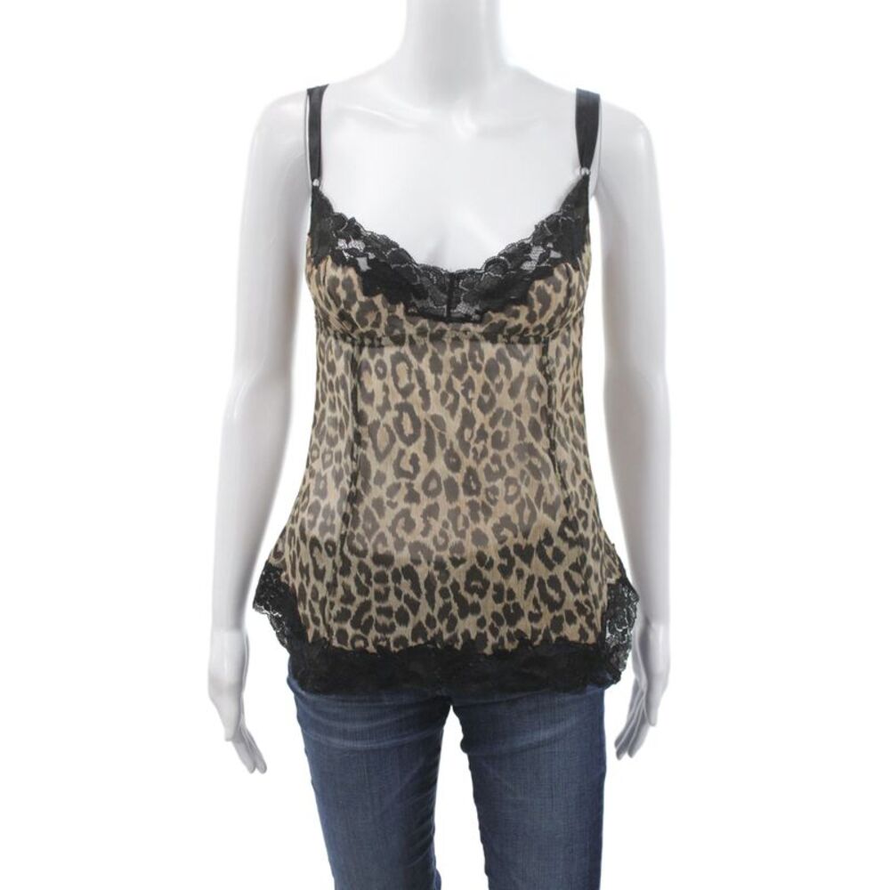 Dolce&Gabbana Women Camisole Beige Animal Print V-Neck Polyester Size 38